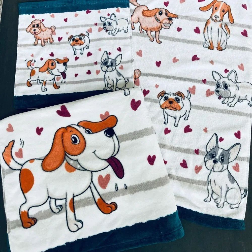 Puppy Love Valentine Dog 3-pc Hand Towels Set